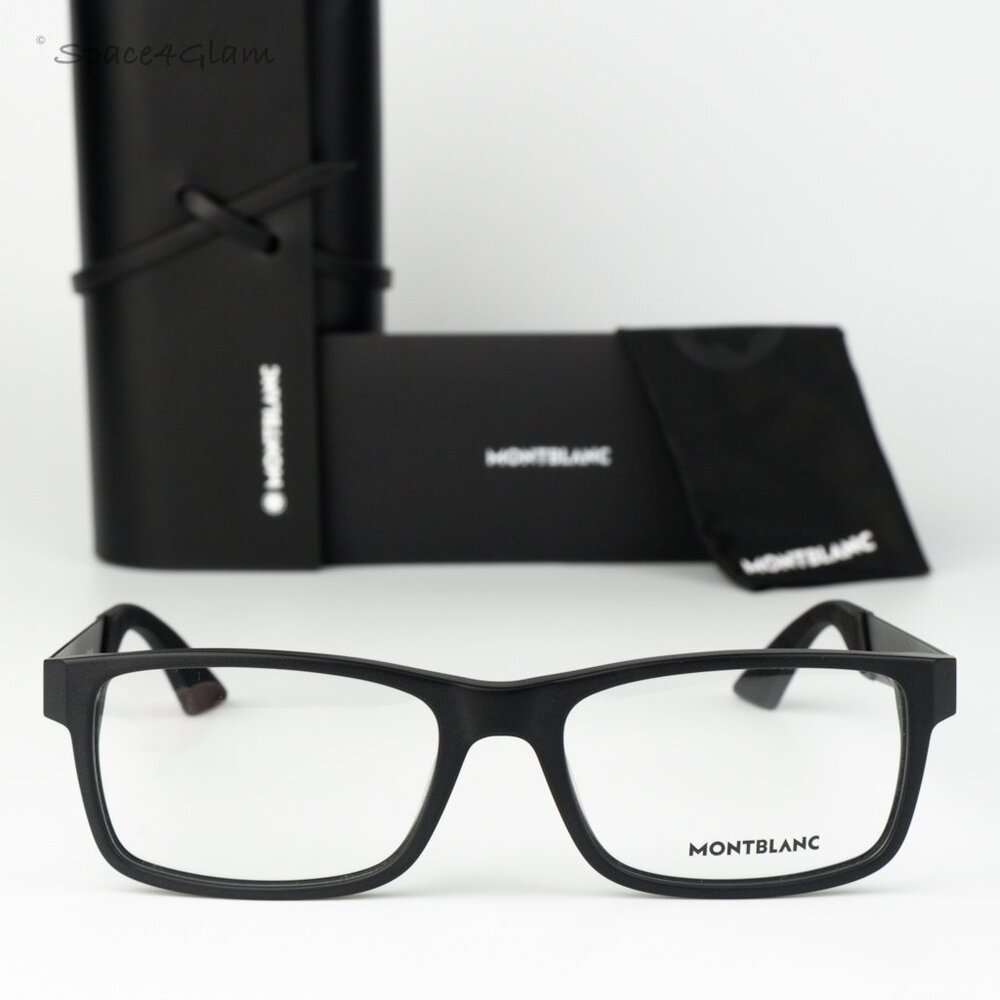 Montblanc Men Eyeglasses Matte Black Demo Rectangle MB0301O 005 NEW AUTHENTIC